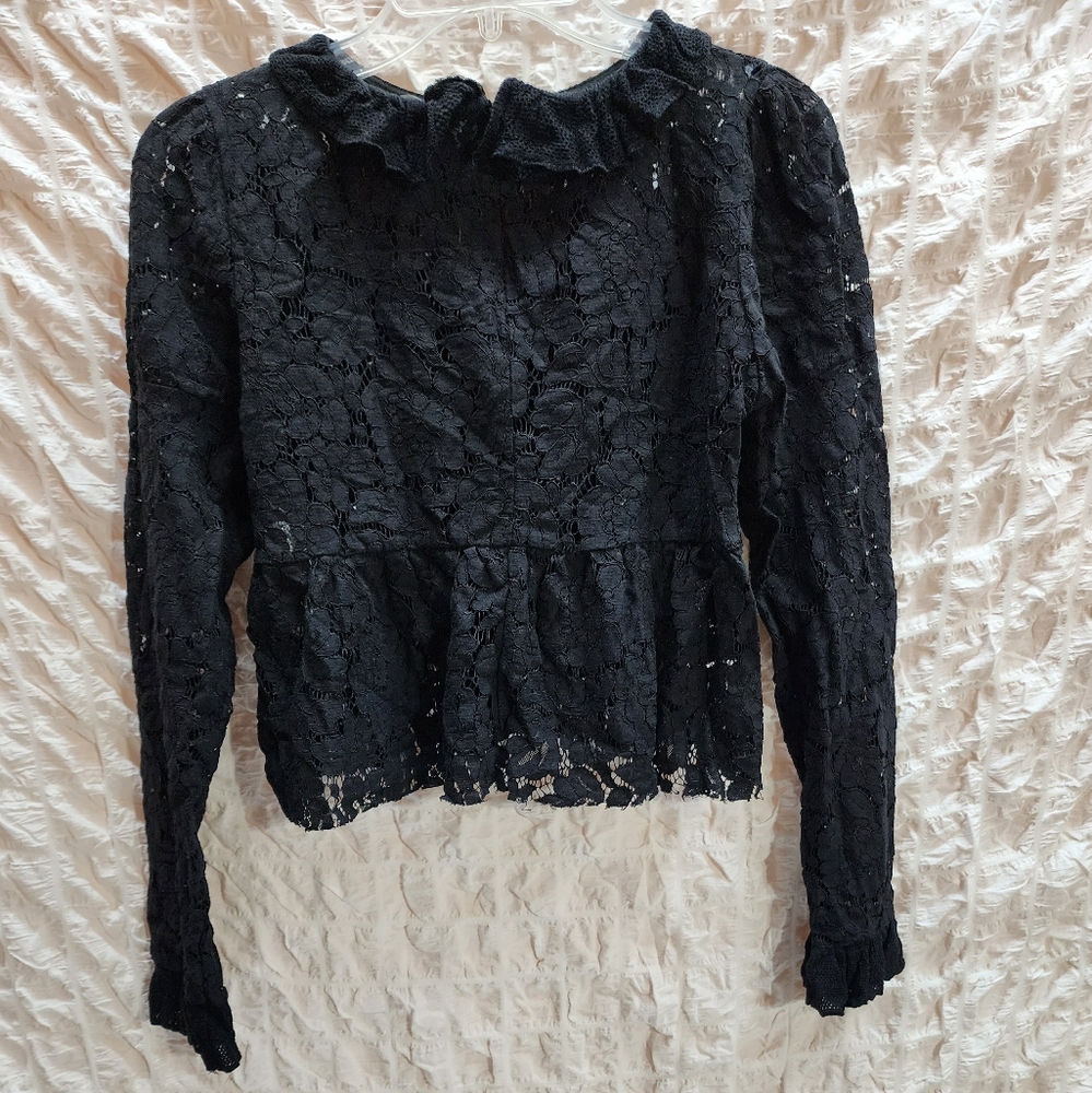 ZARA COLLECTION Lace Peplum Cropped Long Sleeve